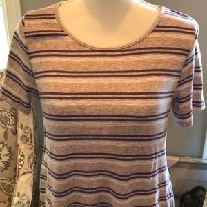 Purple Striped Tunic Dress with Ruffle Bottom